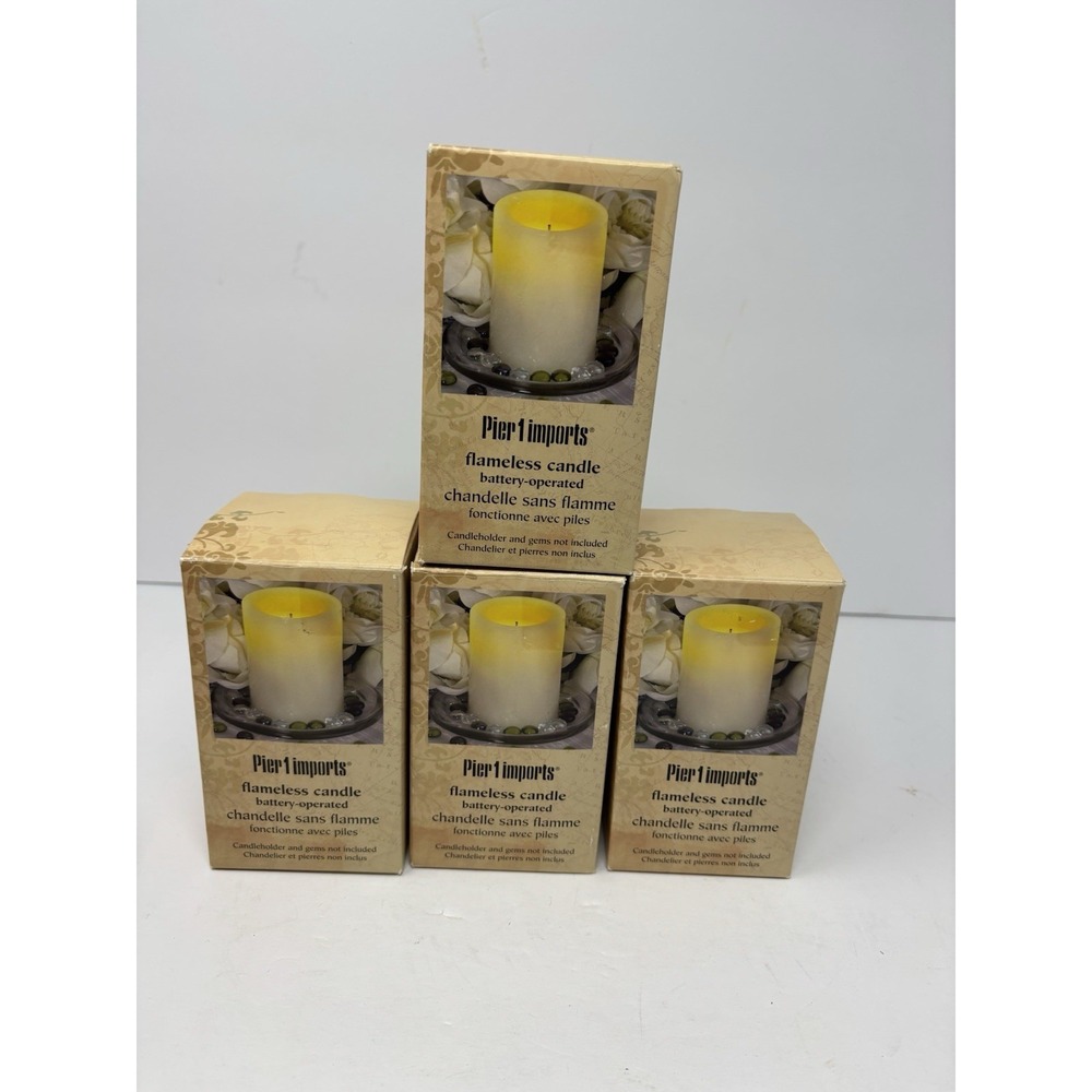 Pier 1 Imports Lot Of 4 Flameless Candles 3X4 Inch Used